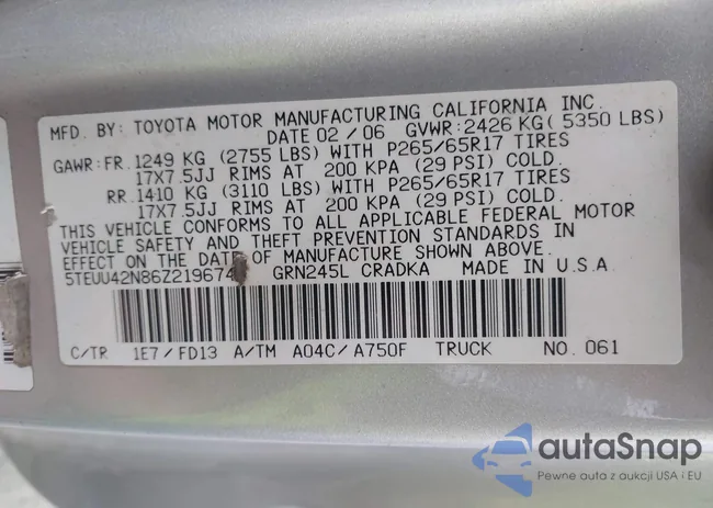 5TEUU42N86Z219674: 42507236