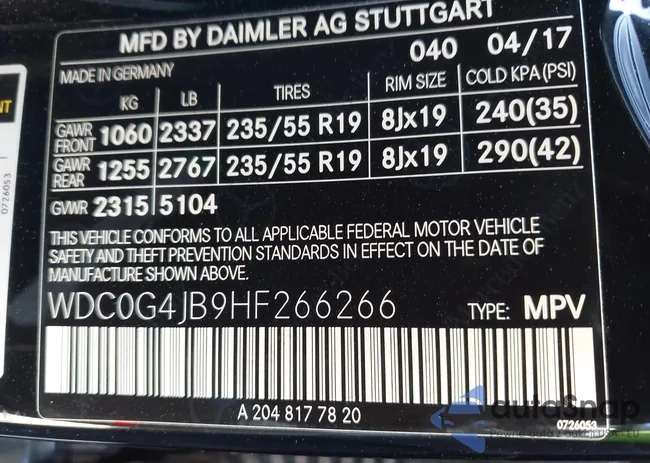 WDC0G4JB9HF266266: 42507389