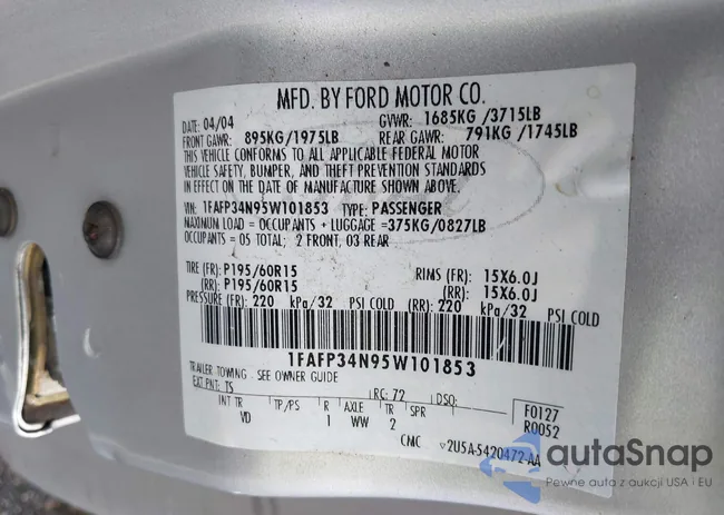 1FAFP34N95W101853: 42507608