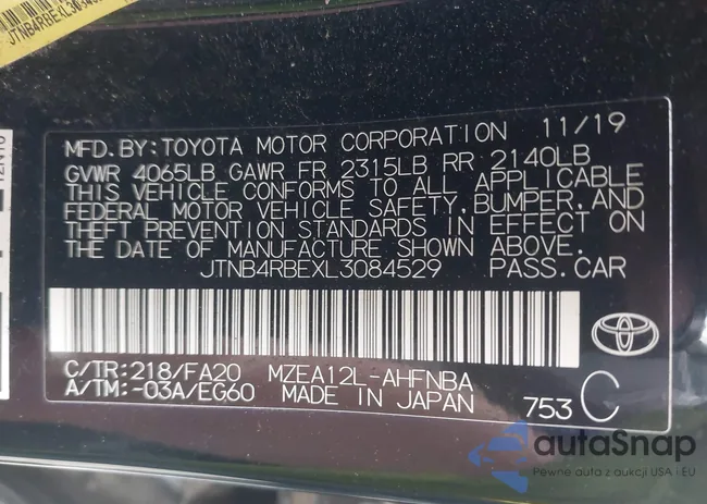 JTNB4RBEXL3084529: 42507628