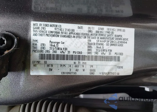 1FAHP3F28CL236994: 42508669