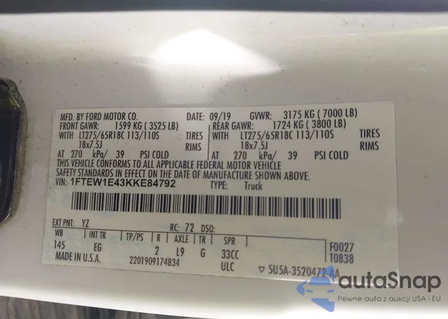 1FTEW1E43KKE84792: 42508817