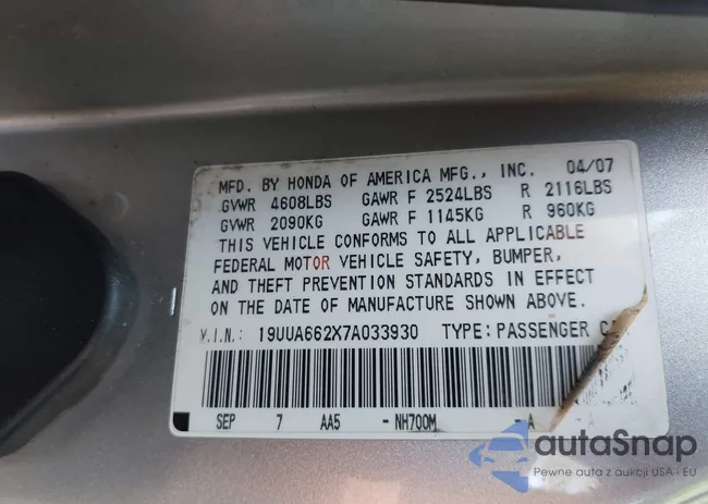 19UUA662X7A033930: 42508821