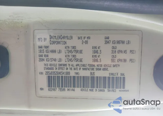 2B5WB35Z6XK541889: 42508981