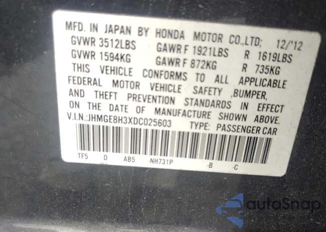 JHMGE8H3XDC025603: 42509102