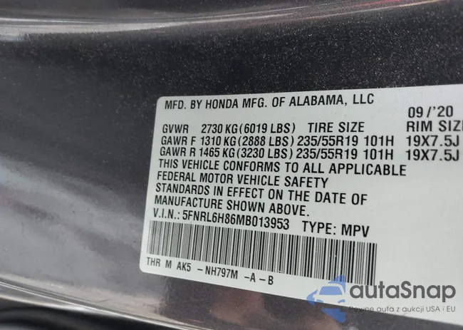 5FNRL6H86MB013953: 42509136