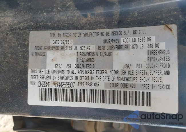 3MZBM1T76GM258507: 42509207