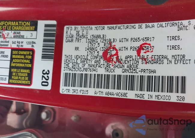 3TMAZ5CN3JM076941: 42508412