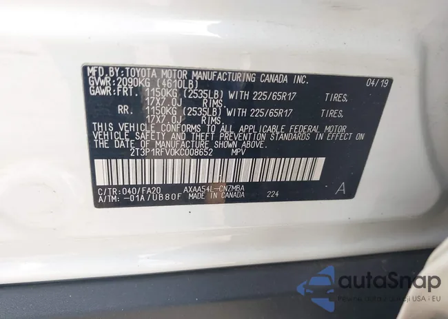 2T3P1RFV0KC008652: 42508557