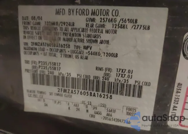 2FMZA57605BA16258: 42509631