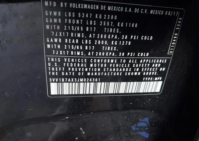 3VV1B7AX3JM024361: 42509937