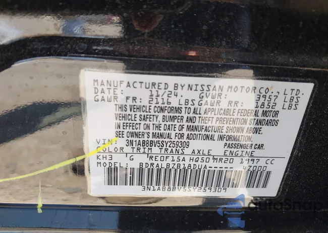 3N1AB8BV5SY259309: 42510007