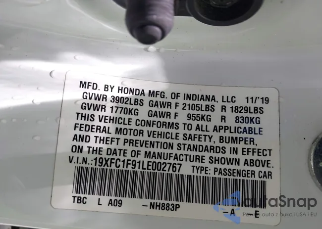 19XFC1F91LE002767: 42510139