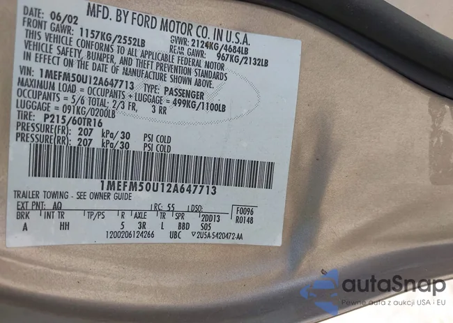 1MEFM50U12A647713: 42510188