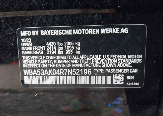 WBA53AK04R7N52196: 42509420