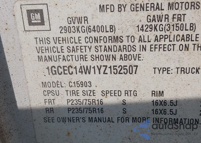 1GCEC14W1YZ152507: 42510745