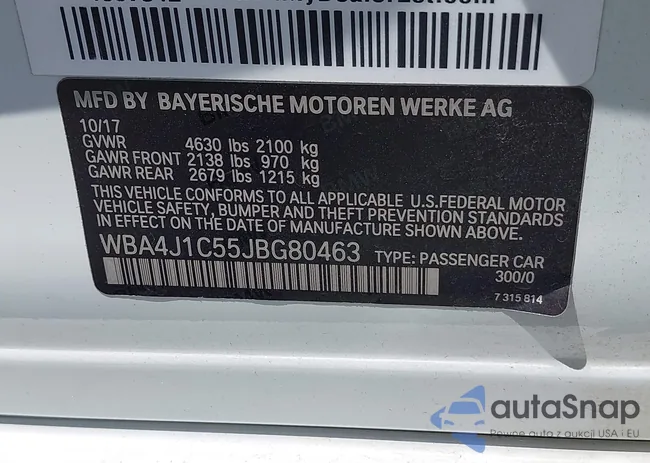 WBA4J1C55JBG80463: 42510754