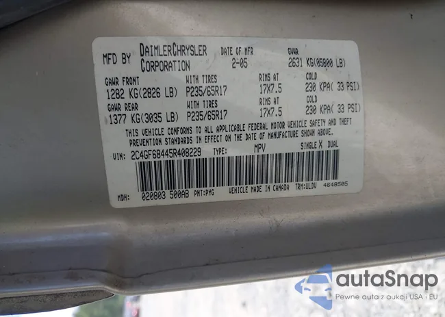 2C4GF68445R408229: 42510967