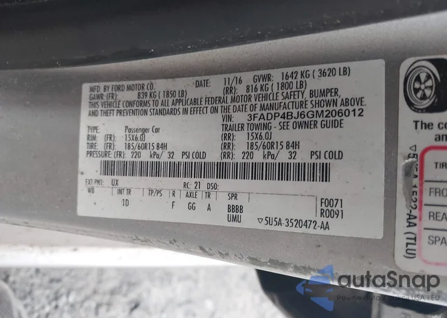 3FADP4BJ6GM206012: 42510343