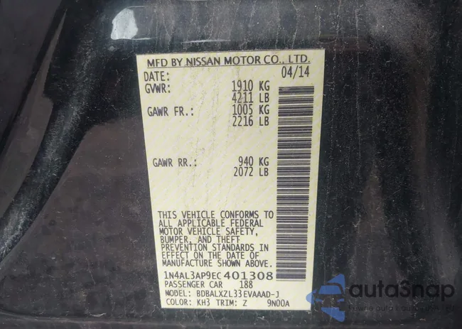 1N4AL3AP9EC401308: 42510348