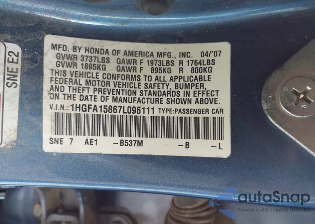 1HGFA15867L096111: 42510447