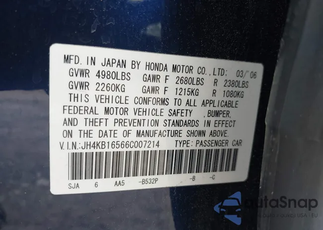 JH4KB16566C007214: 42510457