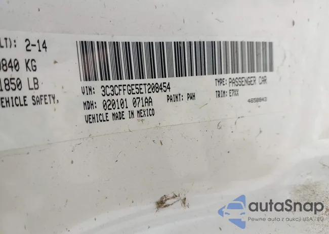 3C3CFFGE5ET208454: 42510570