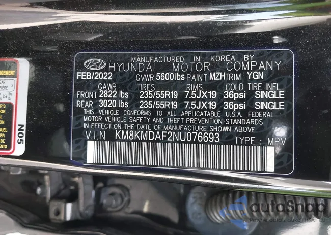 KM8KMDAF2NU076693: 42510624