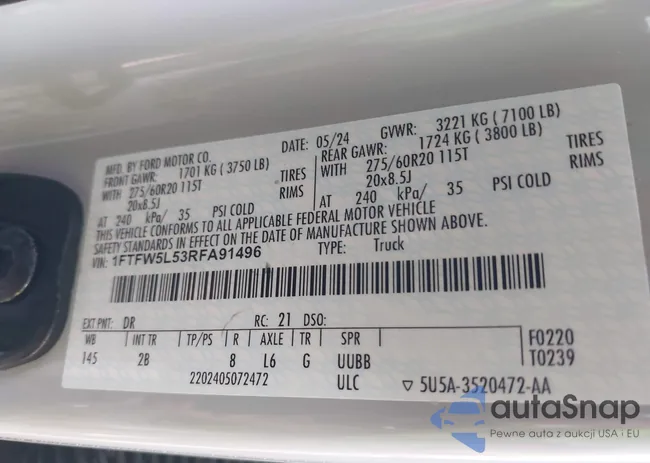 1FTFW5L53RFA91496: 42511652