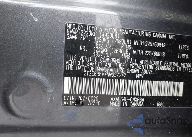 2T3E6RFVXNW037247: 42511734