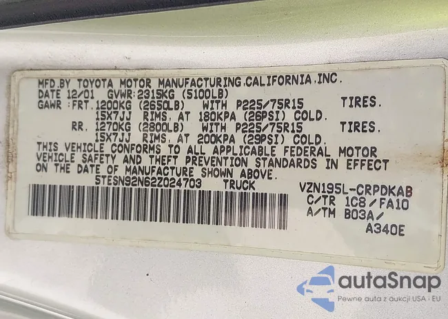 5TESN92N62Z024703: 42511872