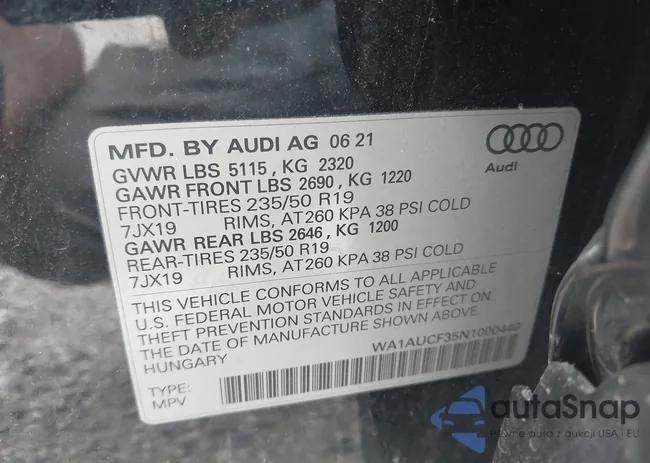 WA1AUCF35N1000440: 42512006