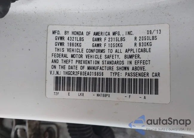 1HGCR2F80EA019856: 42512065