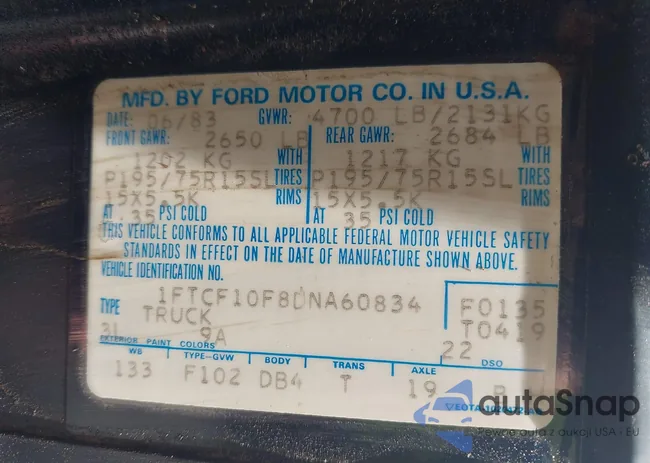 1FTCF10F8DNA60834: 42512117