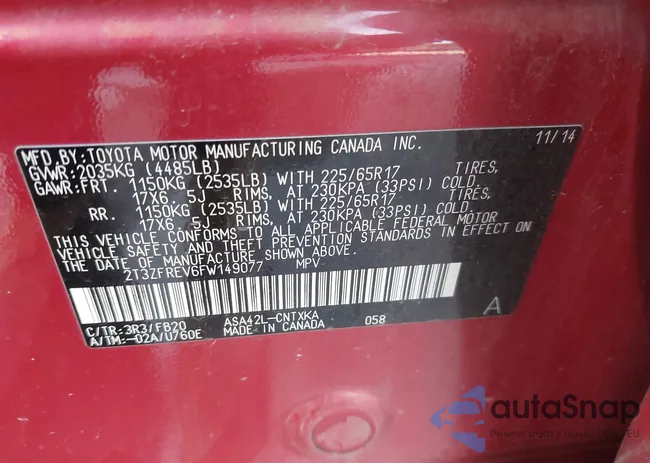 2T3ZFREV6FW149077: 42511242