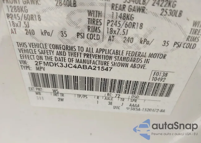 2FMDK3JC4ABA21547: 42511329