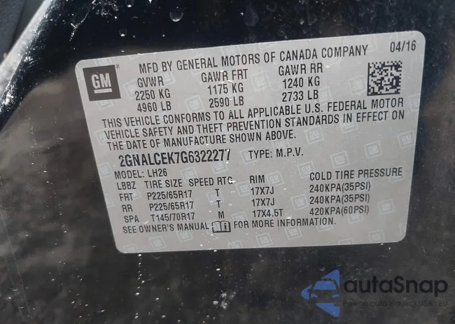 2GNALCEK7G6322277: 42511445