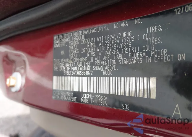 5TBET341X6S561872: 42511509