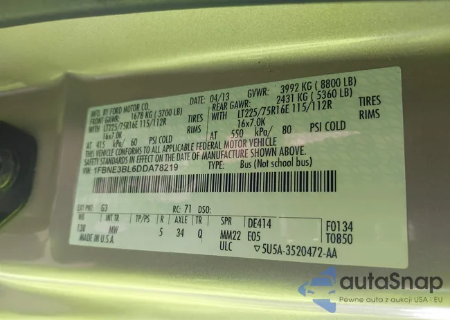 1FBNE3BL6DDA78219: 42511510