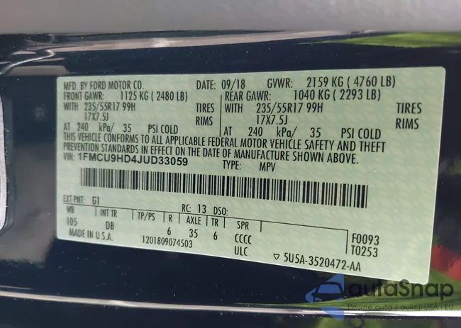 1FMCU9HD4JUD33059: 42511585