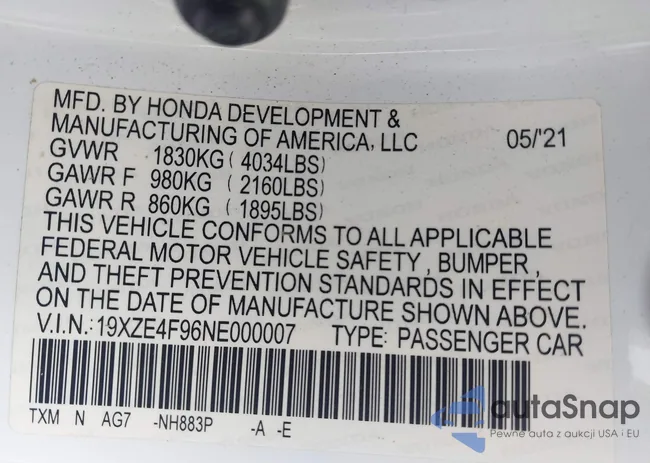 19XZE4F96NE000007: 42512820