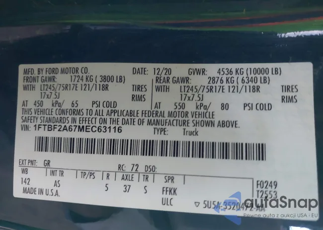 1FTBF2A67MEC63116: 42512906