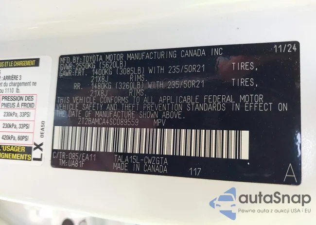 2T2BAMCA4SC089559: 42512922