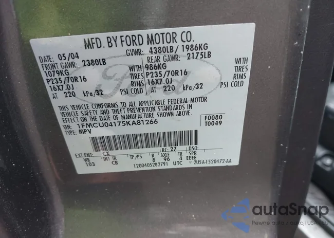 1FMCU04175KA81266: 42512966