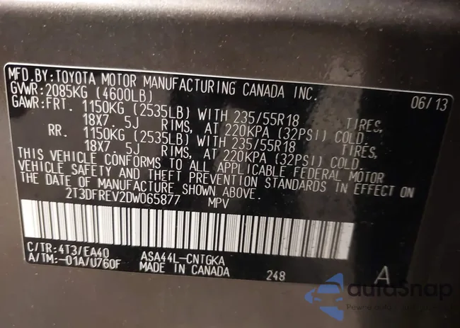 2T3DFREV2DW065877: 42513032