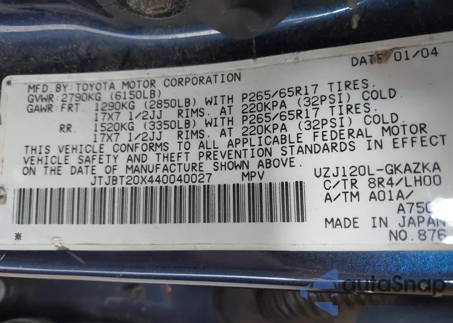 JTJBT20X440040027: 42512455