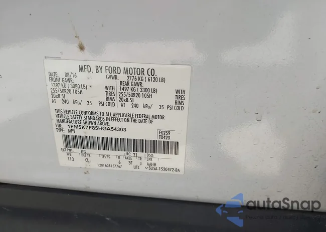 1FM5K7F85HGA54303: 42512468