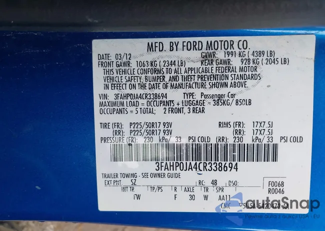 3FAHP0JA4CR338694: 42512505