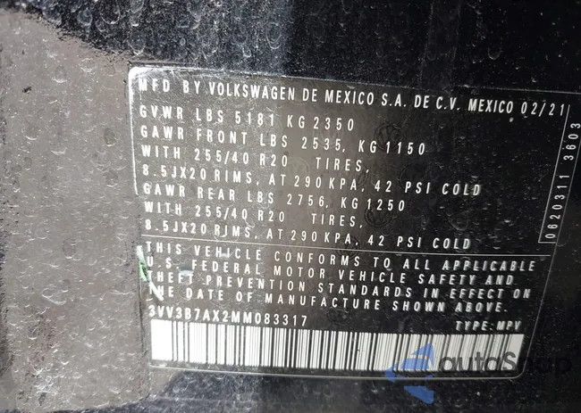 3VV3B7AX2MM083317: 42512510