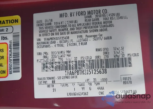 1FA6P8TH3J5125638: 42513600